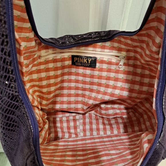 Pinky Bags Shimmering Snakeskin Purple Hobo Shoulder Bag - Picture 6 of 10
